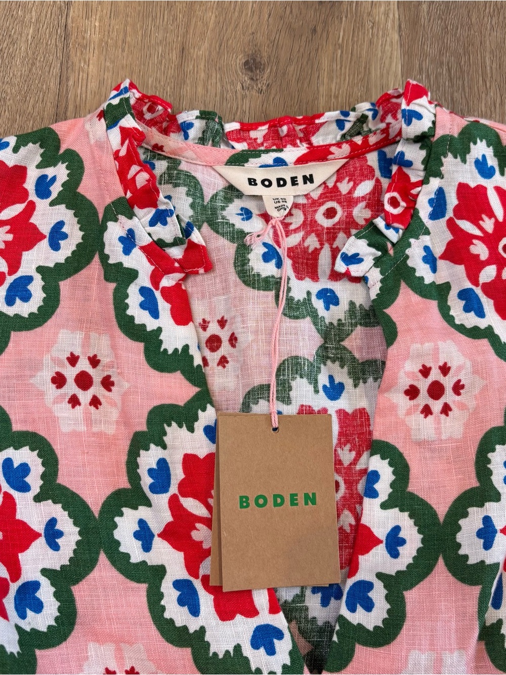 Boden NWT Women’s Esme Short Linen Tiered Tunic Floral Mini Dress Size 2R - Picture 4 of 9